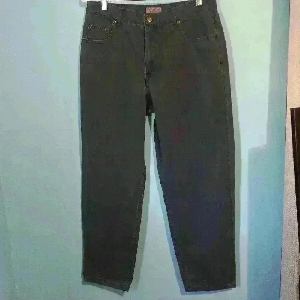 Eddie Bauer size 14 peite 100% cotton jeans, light navy blue  loose fit